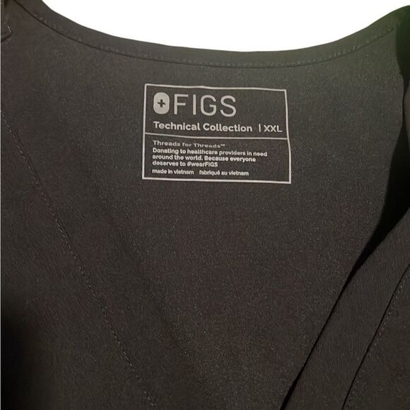 Figs Black V Neck Short Sleeves Scrub Top Size XXL - Picture 4 of 8